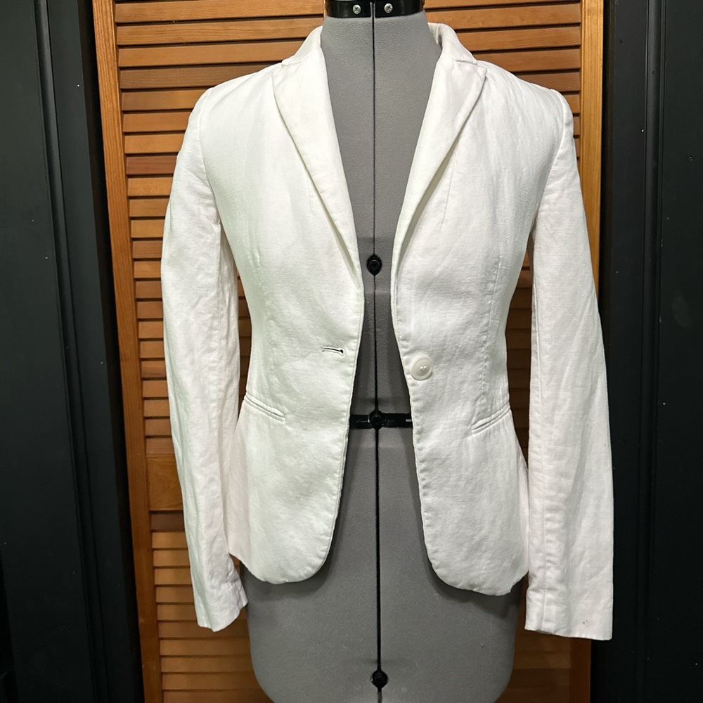 H&M White Linen Blazer
